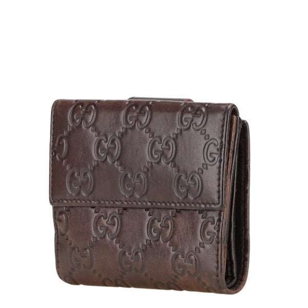 グッチ グッチシマ 二つ折り財布 212091 ブラウン レザー レディース GUCCI 【中古】