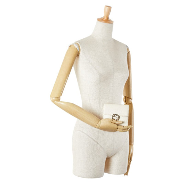 グッチ インターロッキングG 二つ折り財布 615525 ベージュ レザー レディース GUCCI 【中古】