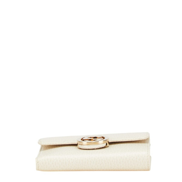 グッチ インターロッキングG 二つ折り財布 615525 ベージュ レザー レディース GUCCI 【中古】