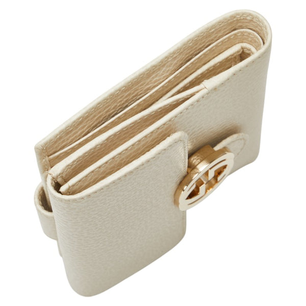 グッチ インターロッキングG 二つ折り財布 615525 ベージュ レザー レディース GUCCI 【中古】