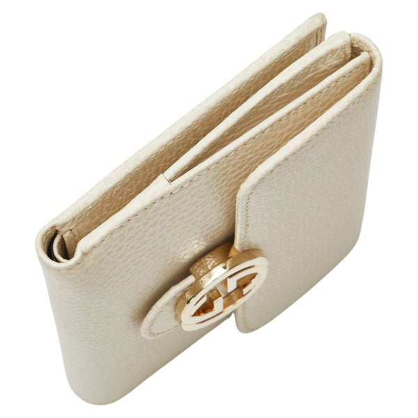 グッチ インターロッキングG 二つ折り財布 615525 ベージュ レザー レディース GUCCI 【中古】