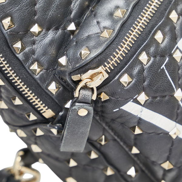 ヴァレンティノ ロックスタッズ リュック バックパック ブラック レザー レディース VALENTINO 【中古】
