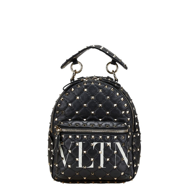 ヴァレンティノ ロックスタッズ リュック バックパック ブラック レザー レディース VALENTINO 【中古】