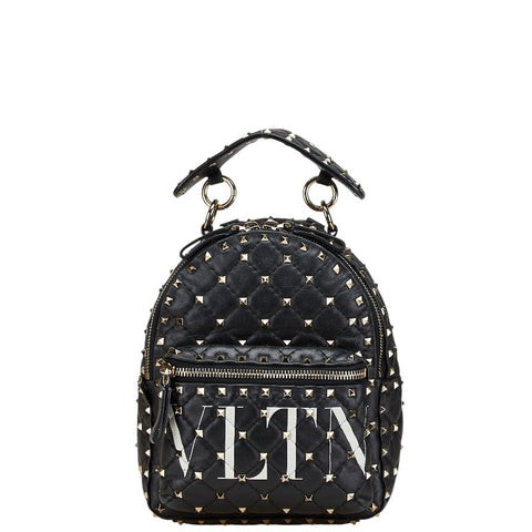 ヴァレンティノ ロックスタッズ リュック バックパック ブラック レザー レディース VALENTINO 【中古】