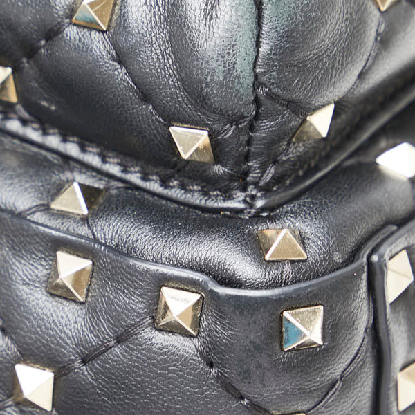 ヴァレンティノ ロックスタッズ リュック バックパック ブラック レザー レディース VALENTINO 【中古】