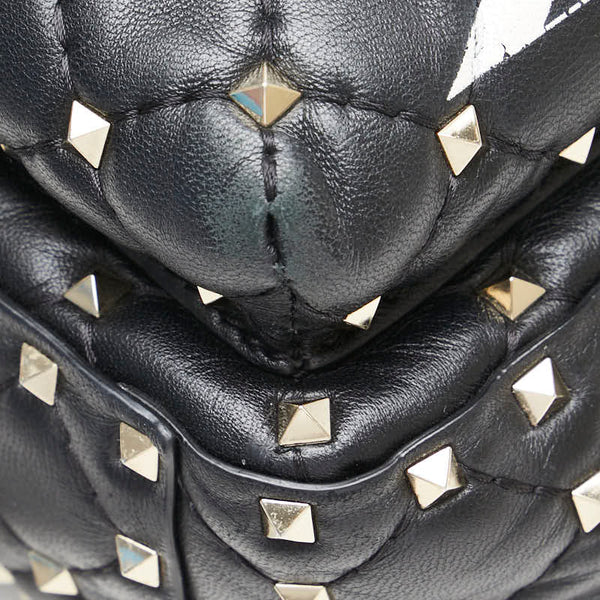ヴァレンティノ ロックスタッズ リュック バックパック ブラック レザー レディース VALENTINO 【中古】