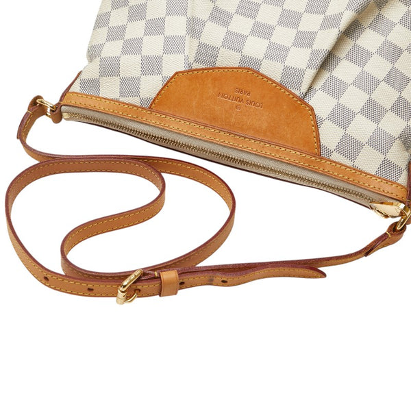 ルイ ヴィトン ダミエ アズール シラクーサPM 斜め掛け ショルダーバッグ N41113 ホワイト PVC レザー レディース LOUIS VUITTON 【中古】