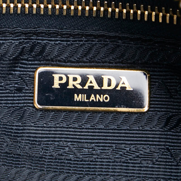 プラダ 三角ロゴプレート ポーチ 小物入れ インディゴブルー デニム レディース PRADA 【中古】