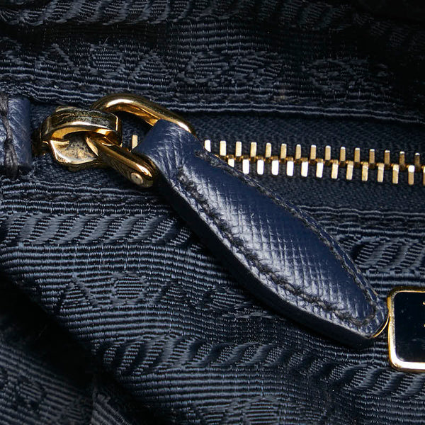 プラダ 三角ロゴプレート ポーチ 小物入れ インディゴブルー デニム レディース PRADA 【中古】