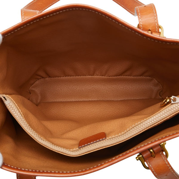 セリーヌ マカダム トートバッグ ベージュ ブラウン PVC レザー レディース CELINE 【中古】
