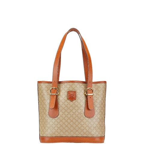 セリーヌ マカダム トートバッグ ベージュ ブラウン PVC レザー レディース CELINE 【中古】