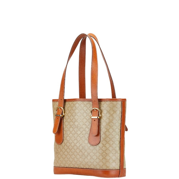 セリーヌ マカダム トートバッグ ベージュ ブラウン PVC レザー レディース CELINE 【中古】