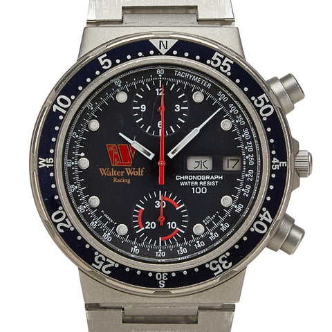シチズン × ウォルターウルフ レーシング 腕時計 8110-901231 TA 自動巻き ブラック文字盤 ステンレススチール チタン メンズ CITIZEN 【中古】