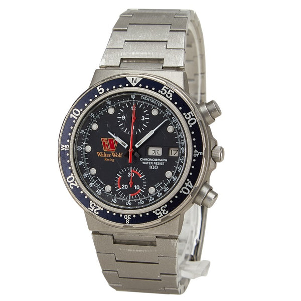 シチズン × ウォルターウルフ レーシング 腕時計 8110-901231 TA 自動巻き ブラック文字盤 ステンレススチール チタン メンズ CITIZEN 【中古】