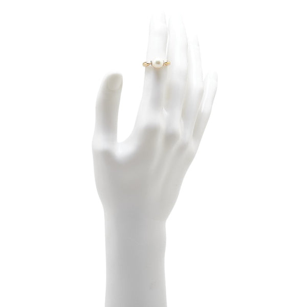 K18YG イエローゴールド アコヤパール8.1mm ダイヤ0.05ct リング 指輪 レディース 10.5号 【中古】