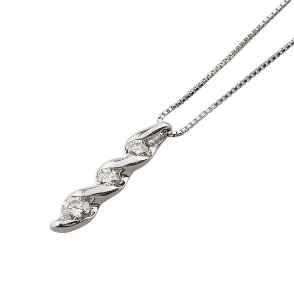 Pt900 プラチナ Pt850 プラチナ ダイヤ0.30ct ベネチアン チェーン ネックレス レディース 【中古】