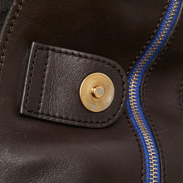トッズ 花 フラワー モチーフ トートバッグ ブラウン ブルー レザー レディース TOD’S 【中古】