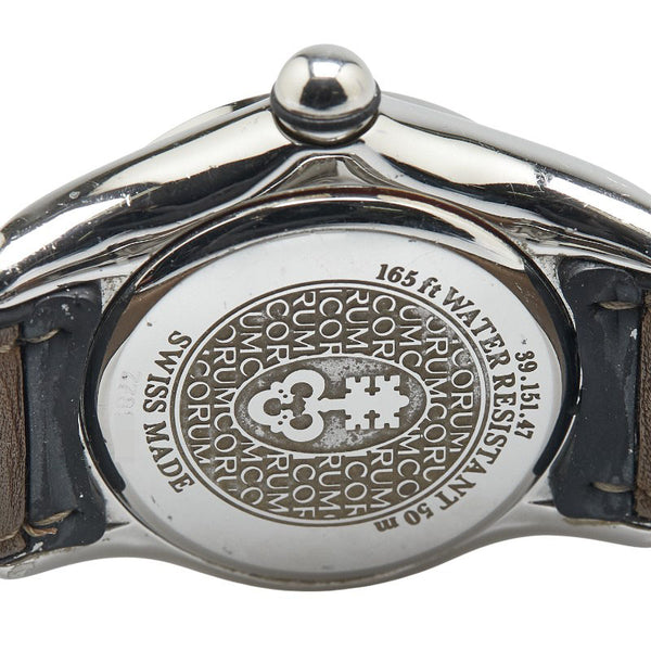 コルム バブル ダイヤベゼル 腕時計 39.151.47 クオーツ ピンク文字盤 ステンレススチール レザー メンズ CORUM 【中古】