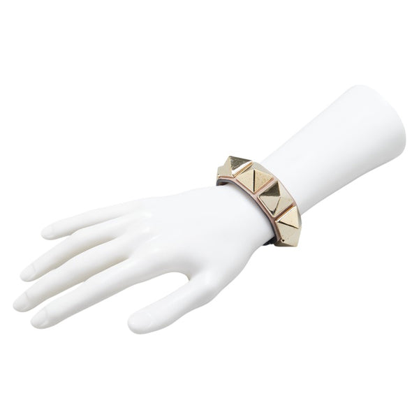 ヴァレンティノ ロックスタッズ ブレスレット ピンクベージュ ゴールド レザー レディース VALENTINO 【中古】
