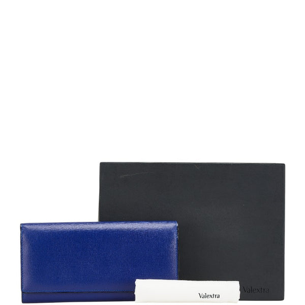 ヴァレクストラ 長財布 ブルー レザー メンズ Valextra 【中古】