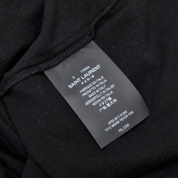 サンローラン ロゴプリント Tシャツサイズ：S ブラック ブルー コットン メンズ SAINT LAURENT 【中古】