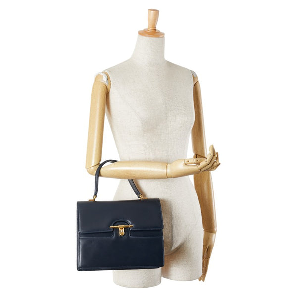 グッチ オールドグッチ ハンドバッグ ネイビー レザー レディース GUCCI 【中古】