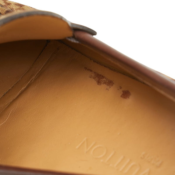 ルイ ヴィトン ダミエ ソバージュ ローファー サイズ：5 1/2 ブラウン ベージュ ハラコ レザー レディース LOUIS VUITTON 【中古】