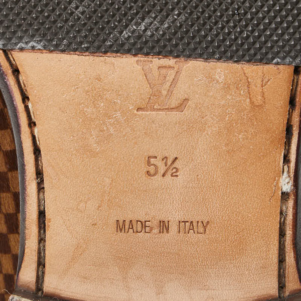 ルイ ヴィトン ダミエ ソバージュ ローファー サイズ：5 1/2 ブラウン ベージュ ハラコ レザー レディース LOUIS VUITTON 【中古】