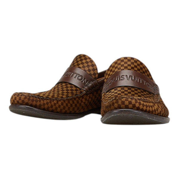ルイ ヴィトン ダミエ ソバージュ ローファー サイズ：5 1/2 ブラウン ベージュ ハラコ レザー レディース LOUIS VUITTON 【中古】