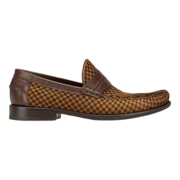 ルイ ヴィトン ダミエ ソバージュ ローファー サイズ：5 1/2 ブラウン ベージュ ハラコ レザー レディース LOUIS VUITTON 【中古】