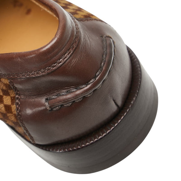 ルイ ヴィトン ダミエ ソバージュ ローファー サイズ：5 1/2 ブラウン ベージュ ハラコ レザー レディース LOUIS VUITTON 【中古】