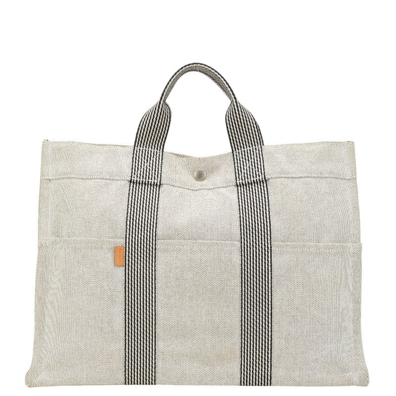 エルメス ニューフールトゥ トートMM トートバッグ ライトグレー トワルアッシュ レディース HERMES 【中古】