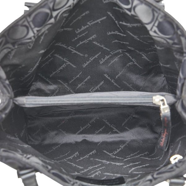 サルヴァトーレフェラガモ ガンチーニ ハンドバッグ トートバッグ ブラック ナイロン レザー レディース Salvatore Ferragamo 【中古】