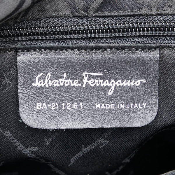 サルヴァトーレフェラガモ ガンチーニ ハンドバッグ トートバッグ ブラック ナイロン レザー レディース Salvatore Ferragamo 【中古】