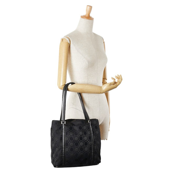 サルヴァトーレフェラガモ ガンチーニ ハンドバッグ トートバッグ ブラック ナイロン レザー レディース Salvatore Ferragamo 【中古】