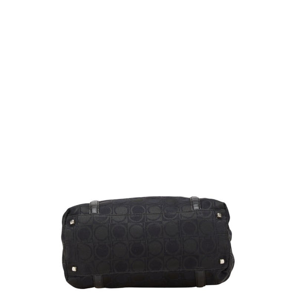 サルヴァトーレフェラガモ ガンチーニ ハンドバッグ トートバッグ ブラック ナイロン レザー レディース Salvatore Ferragamo 【中古】