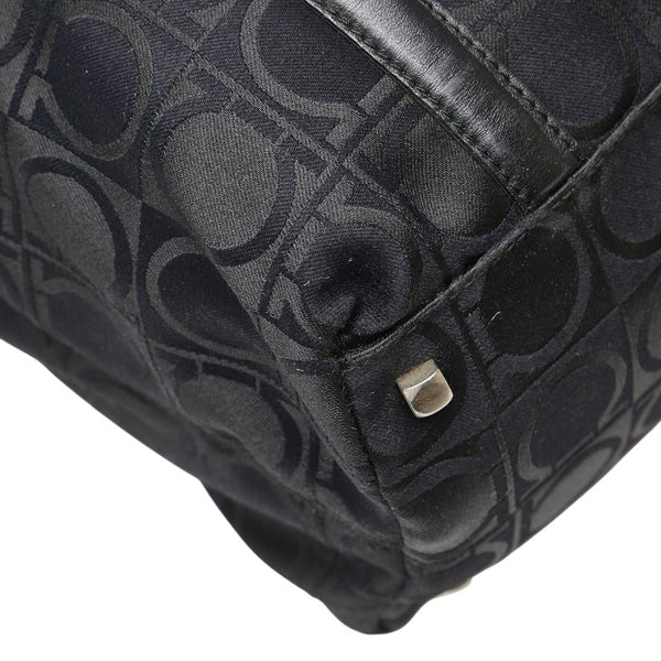 サルヴァトーレフェラガモ ガンチーニ ハンドバッグ トートバッグ ブラック ナイロン レザー レディース Salvatore Ferragamo 【中古】