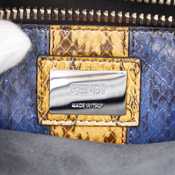 フェンディ ピーカブー ハンドバッグ ショルダーバッグ 2WAY 8BN290 ネイビー レザー パイソン レディース FENDI 【中古】