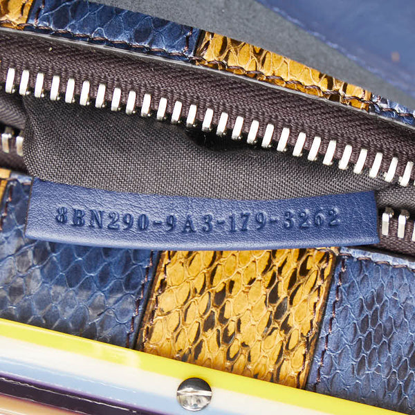 フェンディ ピーカブー ハンドバッグ ショルダーバッグ 2WAY 8BN290 ネイビー レザー パイソン レディース FENDI 【中古】