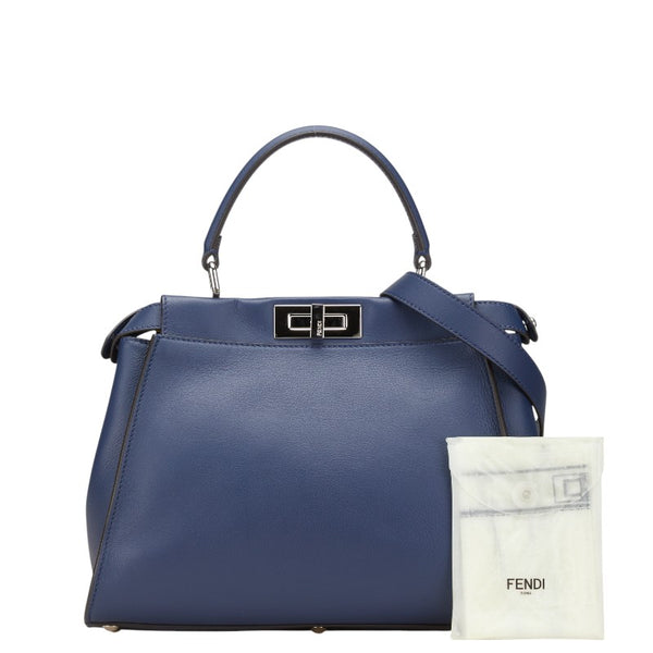 フェンディ ピーカブー ハンドバッグ ショルダーバッグ 2WAY 8BN290 ネイビー レザー パイソン レディース FENDI 【中古】