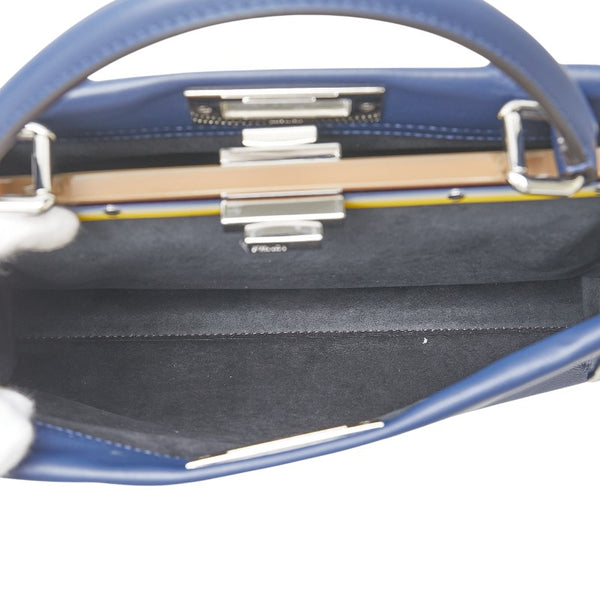 フェンディ ピーカブー ハンドバッグ ショルダーバッグ 2WAY 8BN290 ネイビー レザー パイソン レディース FENDI 【中古】