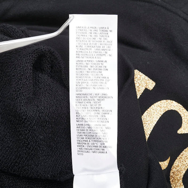 グッチ ロゴ ラメ プルオーバーパーカー サイズ：S 615061 ブラック ゴールド コットン メンズ GUCCI 【中古】