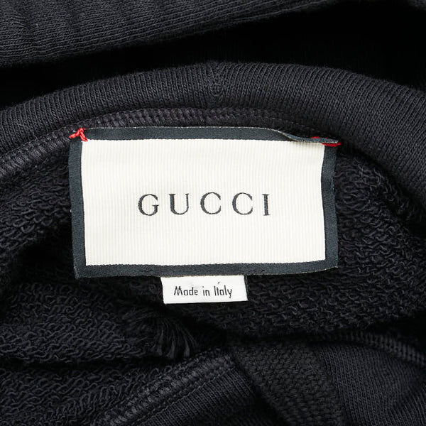 グッチ ロゴ ラメ プルオーバーパーカー サイズ：S 615061 ブラック ゴールド コットン メンズ GUCCI 【中古】