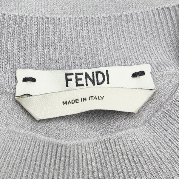 フェンディ ズッカ ニット モックネック シースルー インナー付き サイズ：36 シルバー グレー レーヨン ナイロン レディース FENDI 【中古】