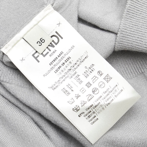 フェンディ ズッカ ニット モックネック シースルー インナー付き サイズ：36 シルバー グレー レーヨン ナイロン レディース FENDI 【中古】