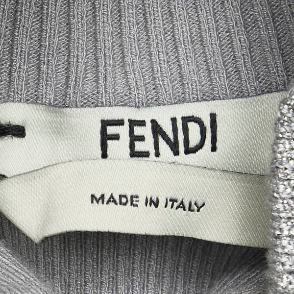 フェンディ ズッカ ニット モックネック シースルー インナー付き サイズ：36 シルバー グレー レーヨン ナイロン レディース FENDI 【中古】