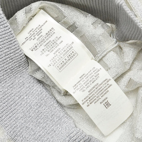 フェンディ ズッカ ニット モックネック シースルー インナー付き サイズ：36 シルバー グレー レーヨン ナイロン レディース FENDI 【中古】