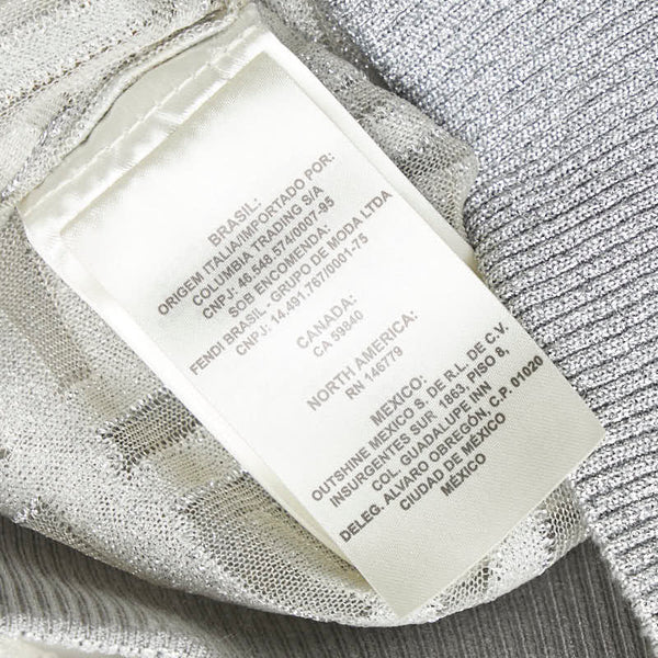 フェンディ ズッカ ニット モックネック シースルー インナー付き サイズ：36 シルバー グレー レーヨン ナイロン レディース FENDI 【中古】