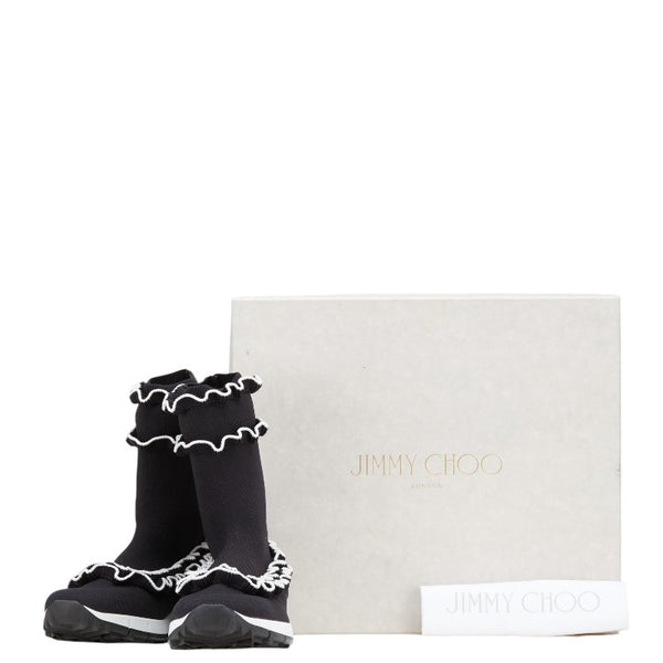 ジミーチュウ ユージン シューズ サイズ：37 ブラック ホワイト ニット レディース JIMMY CHOO 【中古】