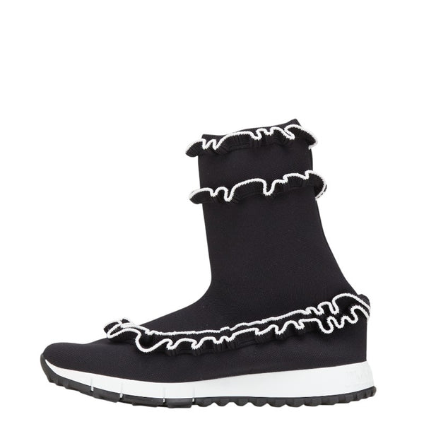 ジミーチュウ ユージン シューズ サイズ：37 ブラック ホワイト ニット レディース JIMMY CHOO 【中古】